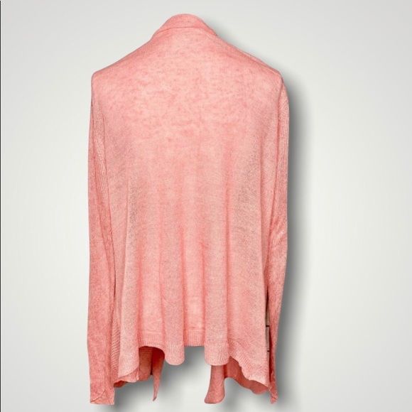 Eileen Fisher Open Front Linen Waterfall Cardigan Pink 1X - Picture 2 of 4